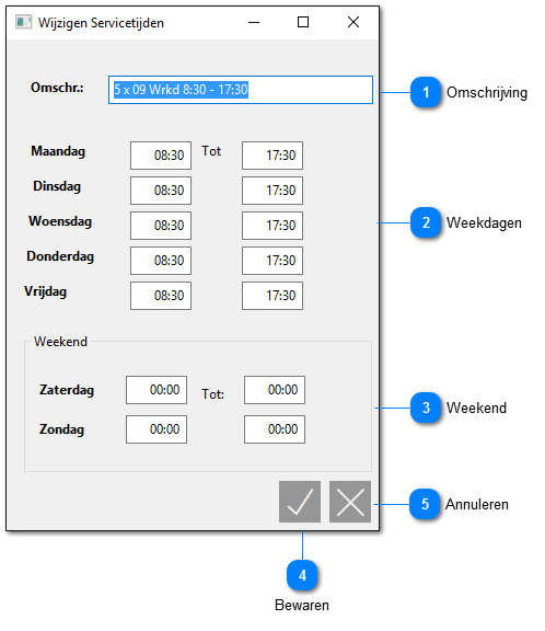 Servicetijden wijzigen