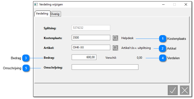 Verdeling factuurbedrag